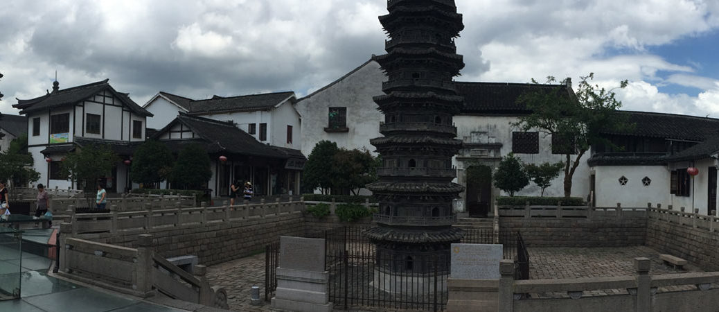 Pano view of stone pagodas