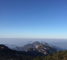 Mountain vista with moon