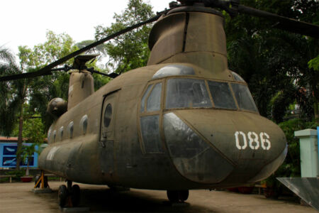American helicopter at the war museum in Saigon