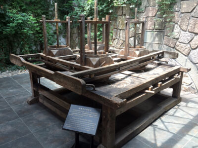 Tea leaf roller machine at the National Tea Museum