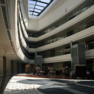 Inside the Crowne Plaza hotel