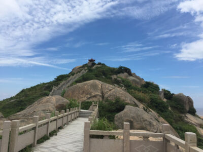 A gazebo atop one of the peaks