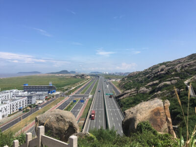 View from above the roadway tunnels