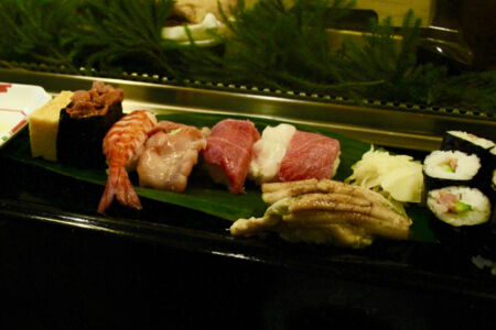 A beautiful array of fresh made sushi. Fresh sushi
