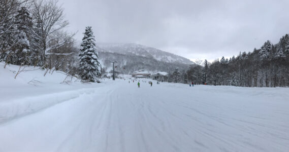 The long, flat end of the green trail run. flat slope