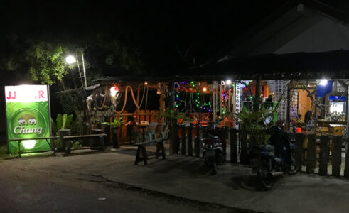 First night's meal at JJ's, our family's favorite restaurant run by an energetic and friendly JJ. JJ Bar at Mai Khao