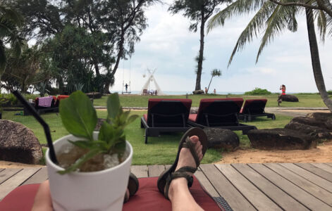 My favorite poolside adult beverage: "Land of Smiles." How fitting. drinking by the pool