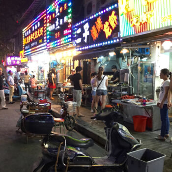 After dark, Shouning Road come alive and is quite the sight. Shouning Lu at night