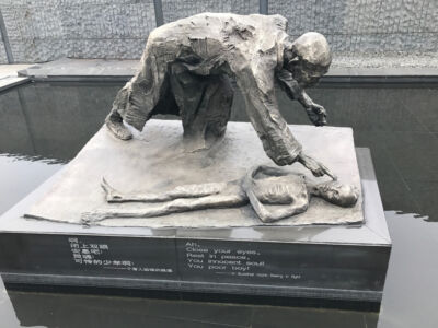 Statue outside the memorial