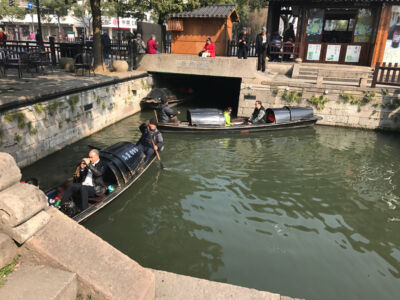 Tourist enjoying a ride in the canal Canal boats