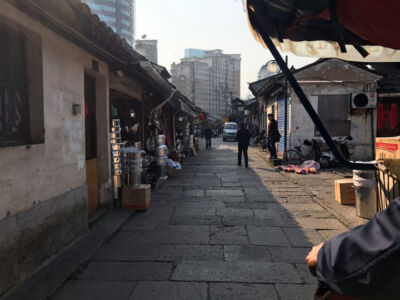 Old street tour by three-wheel buggy. Old street