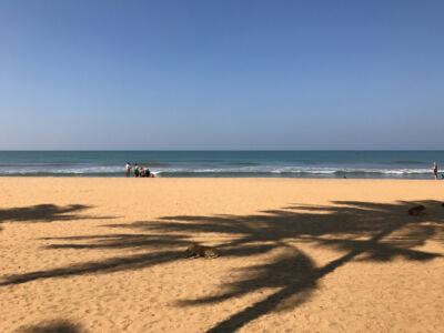 The skies are so clear in Sri Lanka. Maybe some cloud haze but overall very clear. Clear sky at the beach