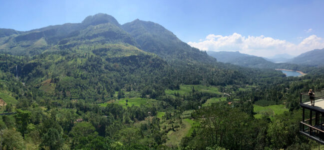 Traveling through beautiful mountains on our way to Nuwara Eliya we stopped for lunch and the view. Sri Lanka tea estates