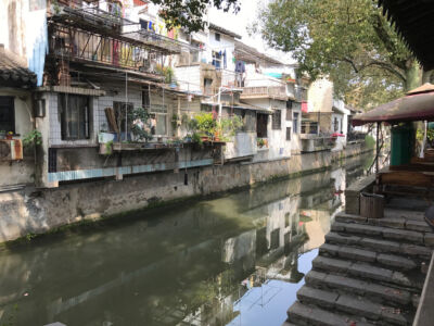 I am skeptical about swimming or drinking from this canal. canal view