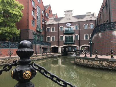 There are several canals around the town. They don't do anything but look nice. Thames Town canals