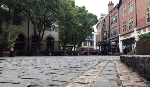 In the town center most of the streets are cobblestone. It's really nice looking. Cobblestone street