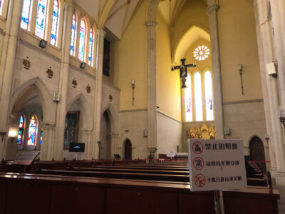 A quick peek inside the Thames Town church Inside church