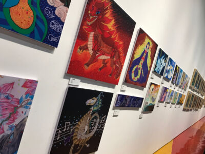 Showcase of painting by elementary students. Ages ranging from about 5-15. Some of the works were outstanding quality. Childrens art display