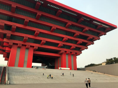 Outside showing steps leading to the main entrance. Outside the China Art Palace