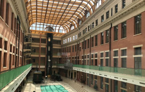 The courtyard where vehicles were loaded with mail for delivery. Post office courtyard