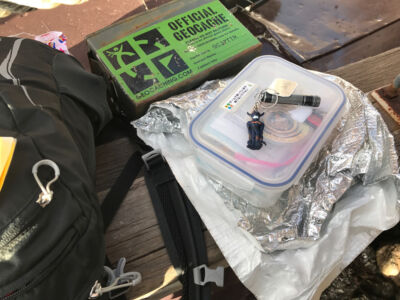 There's a geocache (GC3PTTR) at the top. It's a darn nice one too! Mount Fuji geocache