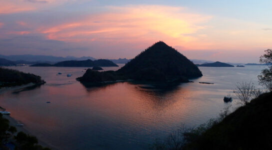 View from hilltop near our beach resort. Purple sunset