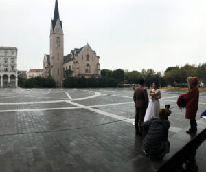 Bride groom at church