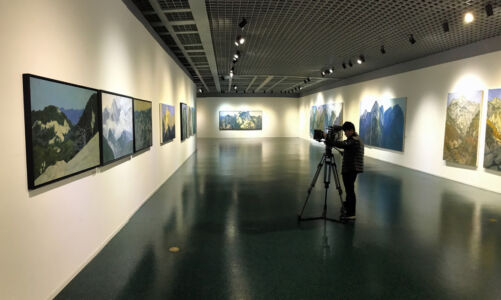 A temporary art exhibit for Huashan mountain paintings Art gallery at SUPEC