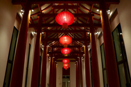 Park Hyatt Ningbo Lobby lanterns in lobby