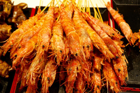 Big prawns on a stick prawns on sticks