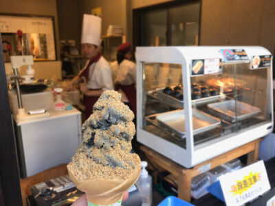 Black sesame soft-serve ice cream! Black sesame icecream
