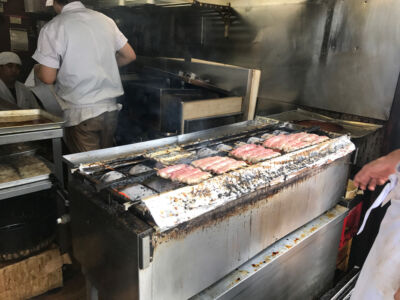 Eels on the grill Grill with eel fillets