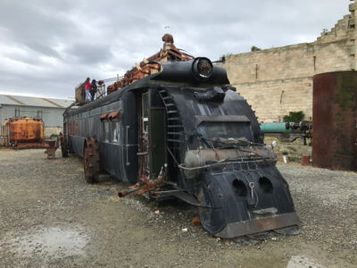 Steampunk HQ museum has literally tons of cool metal artworks. Steampunk HQ train