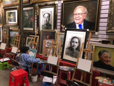 This little girl has a bright future. Girl painting