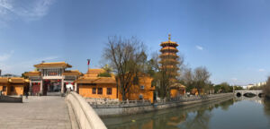 Large Qibao Temple nearby the food street. Qibao Temple