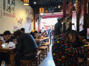 Inside the noodle shop enjoying a sit break and lunch Noodle shop