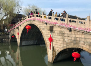 The Puhui bridge is the most prominent of three. Qibao Puhui bridge