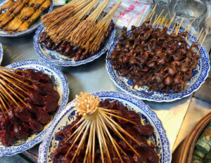 Duck and duck parts on a stick duck skewers