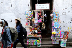 Alleyway with trinkets for sale