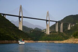 Tall bridge across river