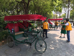 As you exit the metro, there are these carts for hire. carts for hire