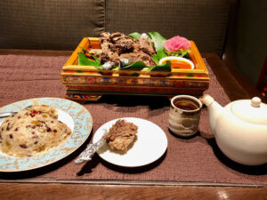 My first night in Lhasa, I had delicious yak ribs and Tibetan rice. Yak ribs and rice